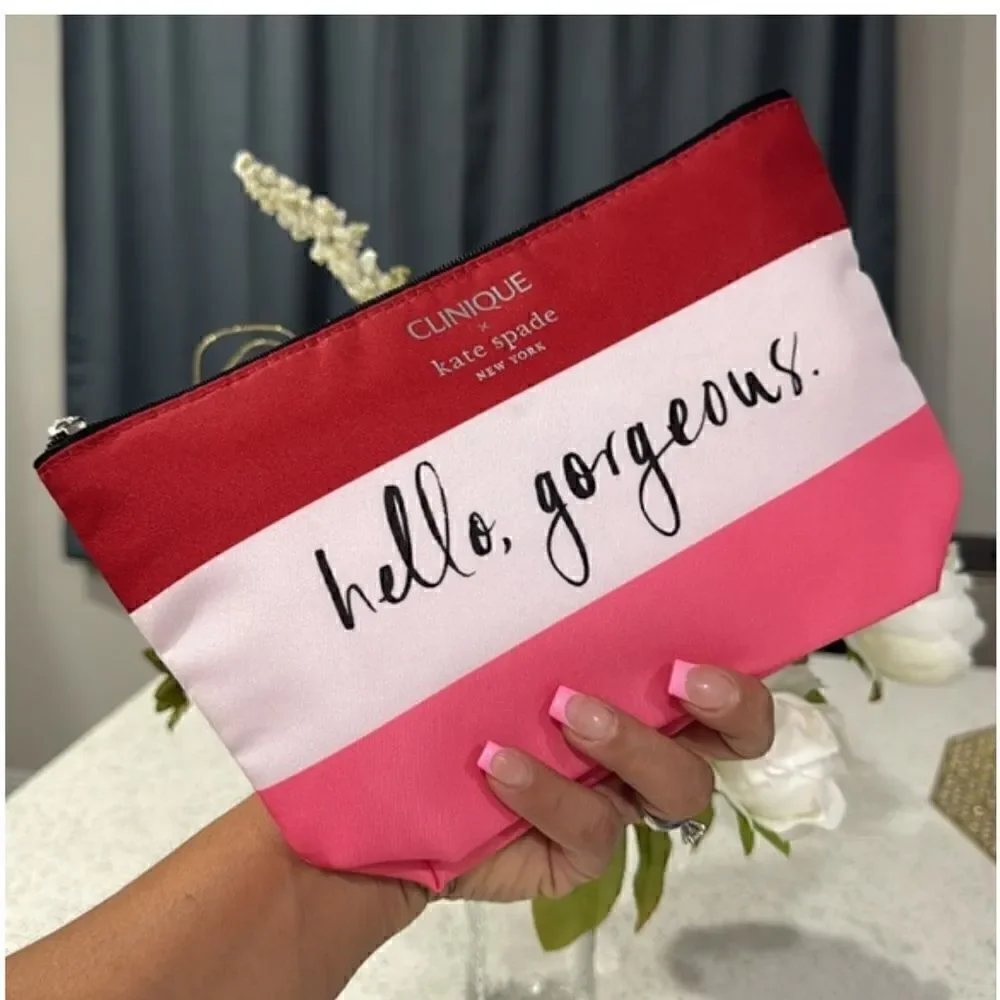 Limited Edition CLINIQUE X KATE SPADE , HELLO, GORGEOUS MAKEUP COSMETIC BAG